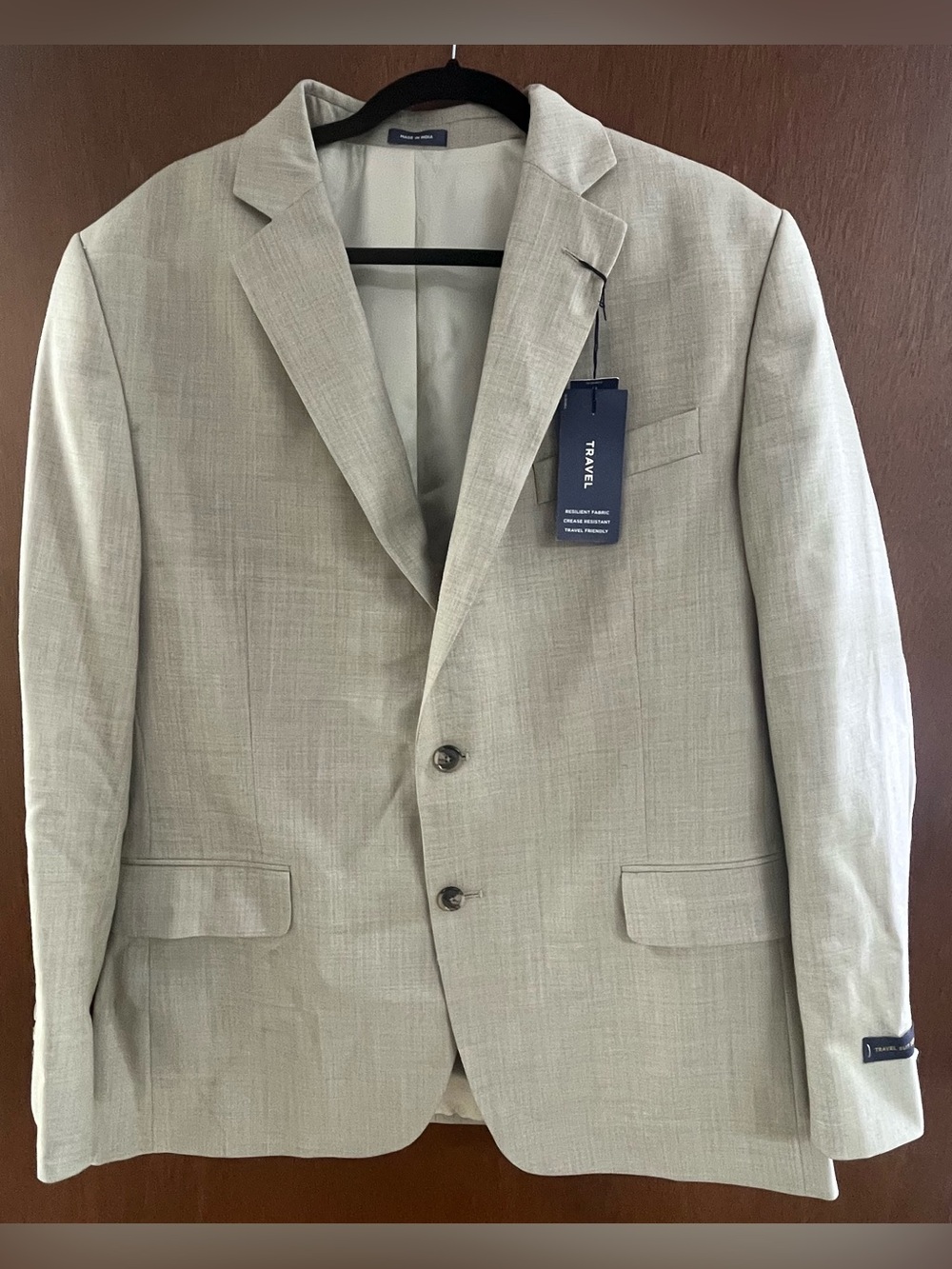NWT Stafford Travel Blazer 44R Khaki Sharkskin Wool Blend Classic Fit Separat